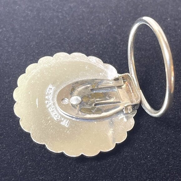 West Germany Filigree Scarf Collar Clip Ring Silver Tone Mother of Pearl Vintage - Picture 4 of 8